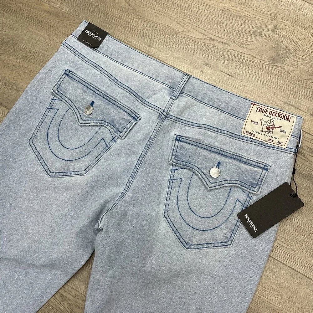 NWT True Religion Ricky SN Flap Straight Jeans Sz 36 Light Endless Wash Casual